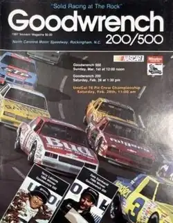The 1987 GM Goodwrench 500 program cover, featuring Dale Earnhardt and Terry Labonte.