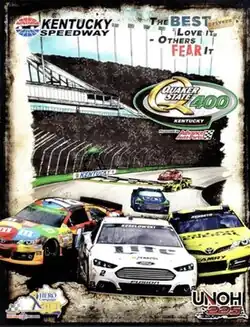 The 2014 Quaker State 400 program cover. "The Best Drivers Love It. Others Fear It."