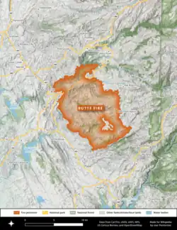 The footprint of the Butte Fire