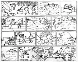 A 13-panel, black-and-white installment of Otto Soglow's comic strip The Ambassador.