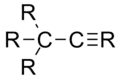 One sp3 and one sp carbon bonded to each other.