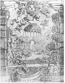 Bérain Set design for opera Amadis by Jean-Baptiste Lully (1684)