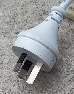 Standard Australian 10&nbsp;A power plug with insulated pins