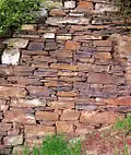 23. Ideal example of a dry stone wall. Built with stone broken on the spot. Hatzenporter Burg Bischofsteiner