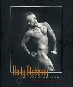 Nude, muscular man injects syringe into his buttock