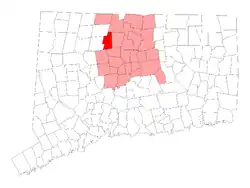 Canton's location within Hartford County and Connecticut