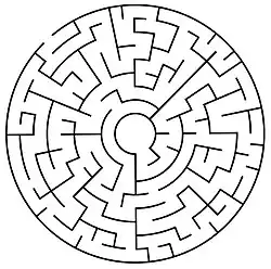 Circular maze type: Find a route to the centre of the maze.