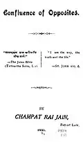 Confluence of opposites (1921) book authored by C.R. Jain