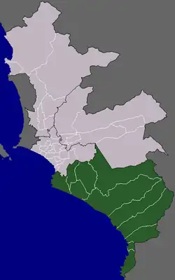 Location of Lima Sur in the Lima province
