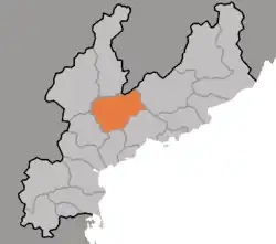 Map of South Hamgyong showing the location of Sinhung