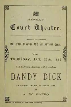 cover of theatre programme giving the details of the title, producers and date of production
