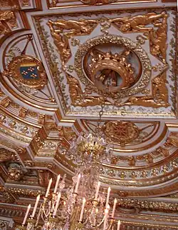 The ceiling of the throne room of Napoleon I. The ceiling was originally made for Louis XIII in the 17th century, when this was his bedroom.