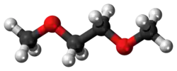 Ball-and-stick model of the dimethoxyethane molecule