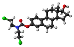 Ball-and-stick model of the estramustine molecule