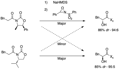 Evans aldol with oxaziridine