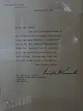 Letter from FDR regarding opening of Dey Mansion to visitors