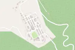 OSM map of Ficuzza showing the municipal border[1] of the enclave, the wood (green) and the Royal Palace (light green)