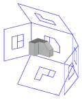 Similar image showing the box unfolding from around the object