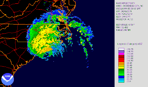 An animated map showing rain moving over North Carolina