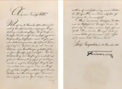 Abdication certificate of Frederick II