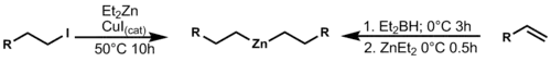 Organozinc function group exchange with metals or boron reagents