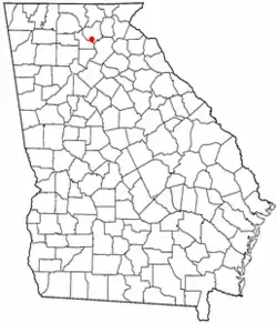 Location of Auraria, Georgia