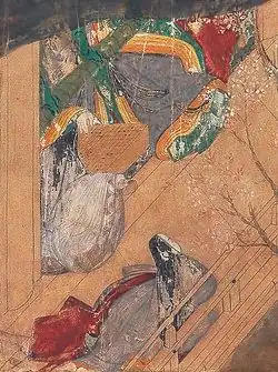 Detail from a Japanese illustrated handscroll of The Tale of Genji. Heian period, 12th century CE.