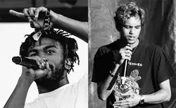 Kevin Abstract (left) and Dominic Fike (right), the two members of Geezer
