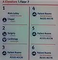 English and Spanish hospital directory, English prominent, in USA.