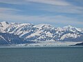 Hubbard Glacier and icebergs formed by calving