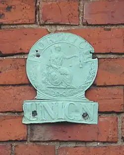 Norwich Union fire insurance mark on Hugglescote Methodist church