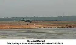 Trial landing at Kannur Airport (aircraft: Dornier 228 of the Indian Air force)