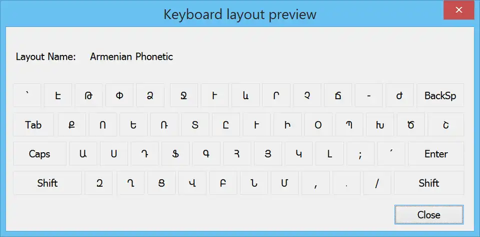 Armenian computer keyboard layout