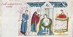 Depiction of the baptism of Boris I of Bulgaria