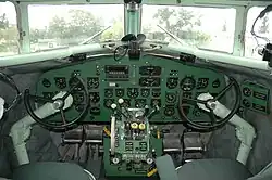 Circular, steering-wheel type yoke in a 1940s Lisunov Li-2