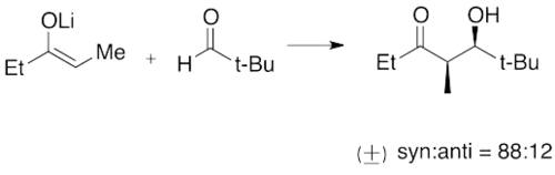 Sample aldol reaction with lithium enolate