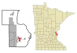 Location of Lindström in Chisago County, Minnesota