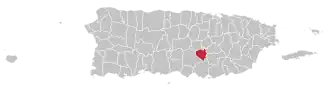 Map of Puerto Rico highlighting Aibonito Municipality