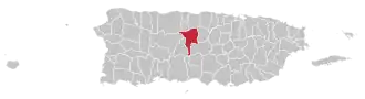 Map of Puerto Rico highlighting Ciales Municipality