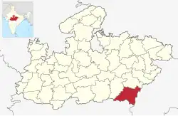 Location of Balaghat district in Madhya Pradesh