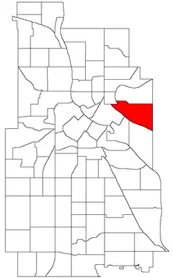 Location of Como within the U.S. city of Minneapolis
