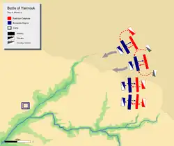 day 4 phase 2, showing khalid's flanking attack on Byzantine left centre with his mobile guard.