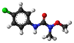 Ball-and-stick model of the monolinuron molecule