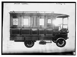 Photo of a Catholic motor chapel, a van-like vehicle