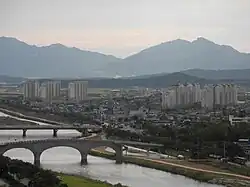 Namwon view of the Yocheon river from Agibong mountain - 2012.