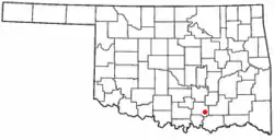Location of Milburn, Oklahoma