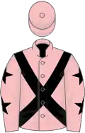 Pink, black cross belts, pink sleeves, black stars