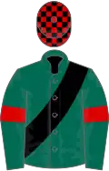Dark Green, Black sash, Dark Green sleeves, Red armlets, Black and Red check cap