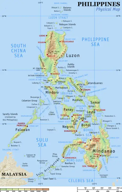 Physical map of the Philippines