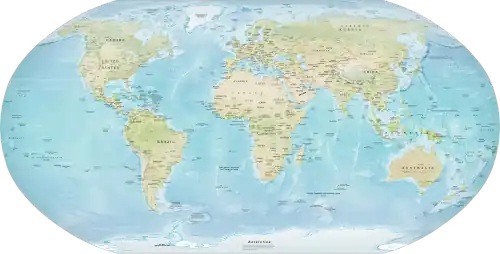 A simple physical map of the world